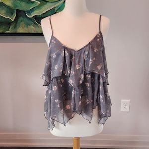Abercrombie gray flowy floral tank